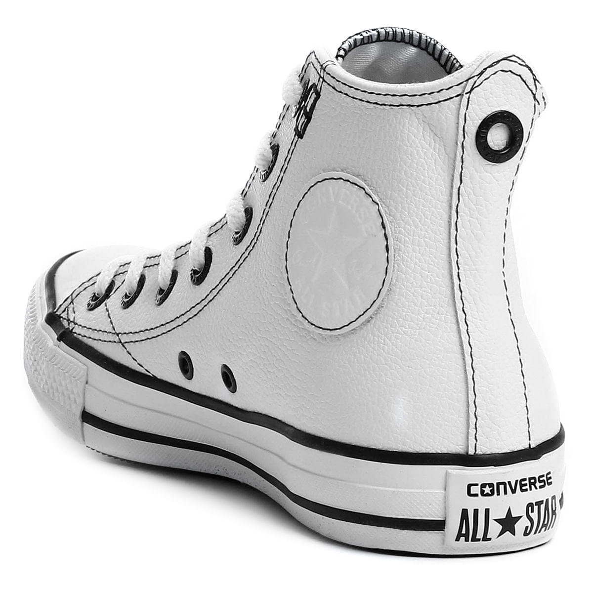 all star cano medio couro branco