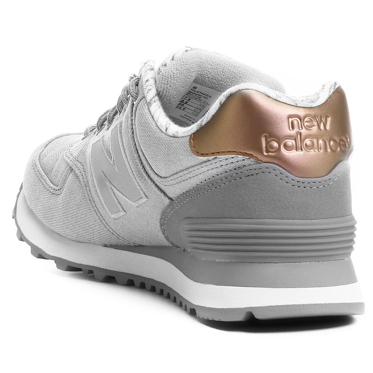 new balance cinza com dourado