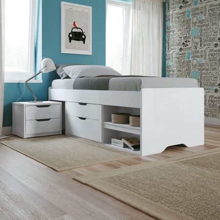 Cama Solteiro Conect com Criado Mudo 100% MDF - Branco Menor preço em Cama Solteiro Conect com Criado Mudo 100% MDF - Branco
