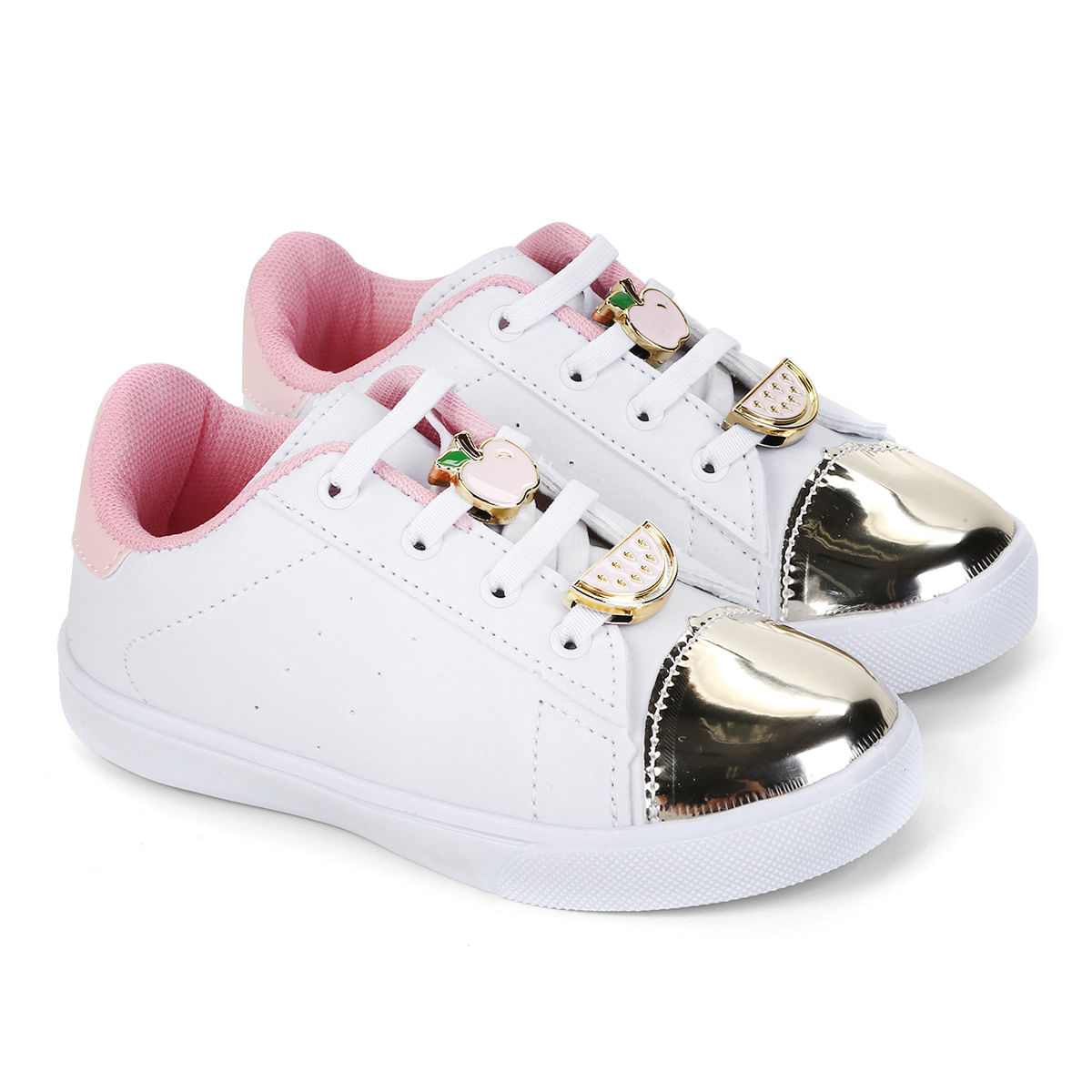 tenis infantil feminino branco com dourado