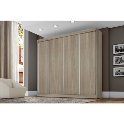 Guarda-Roupa Fama Móveis Gênova com 4 Portas de Correr e 4 Gavetas Vanilla Menor preço em Guarda-Roupa Fama Móveis Gênova com 4 Portas de Correr e 4 Gavetas Vanilla
