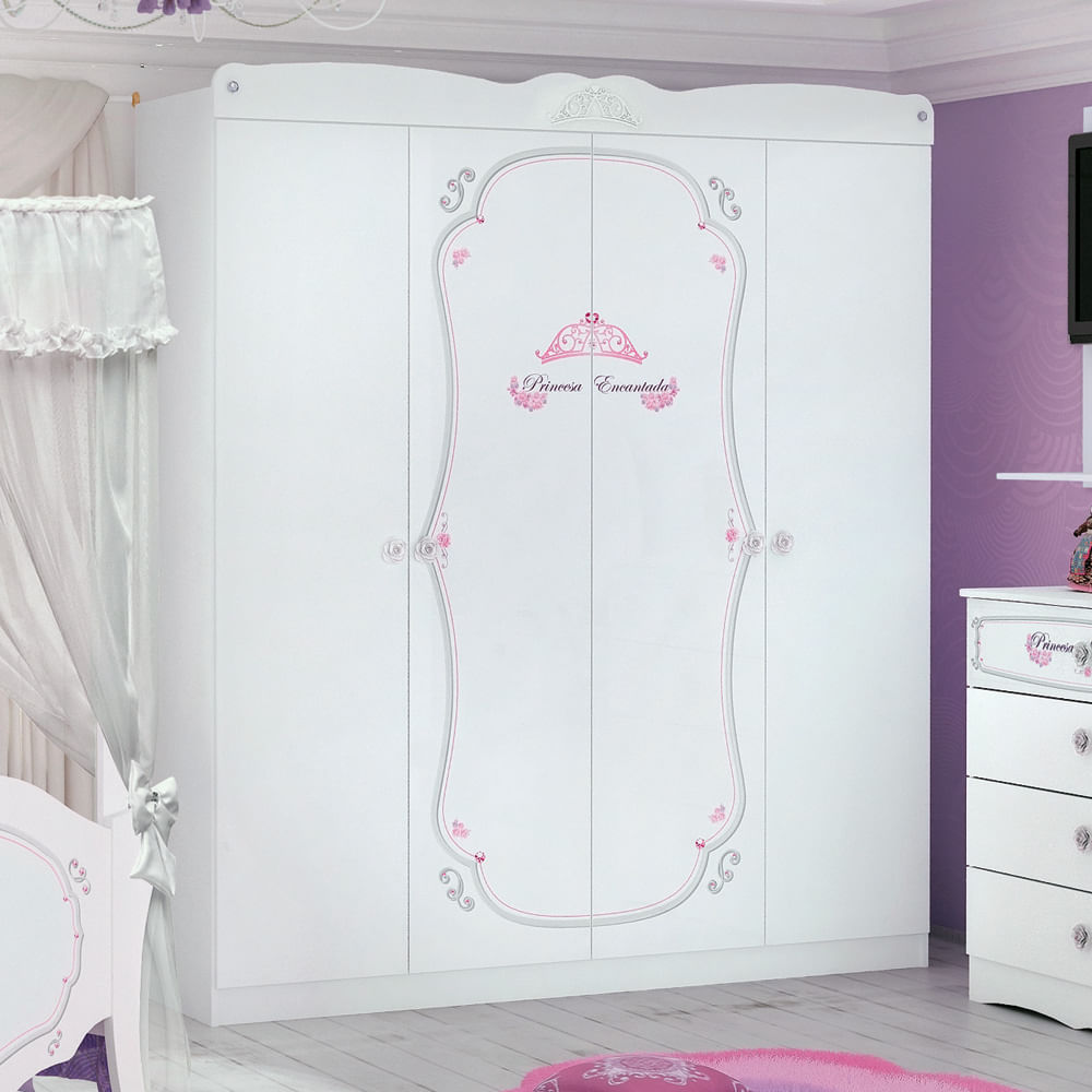 Guarda Roupa Infantil Princesa Encantada 4 Portas E 2 Gavetas Guarda Roupa Infantil Princesa Encantada 4 Portas E 2 Gavetas