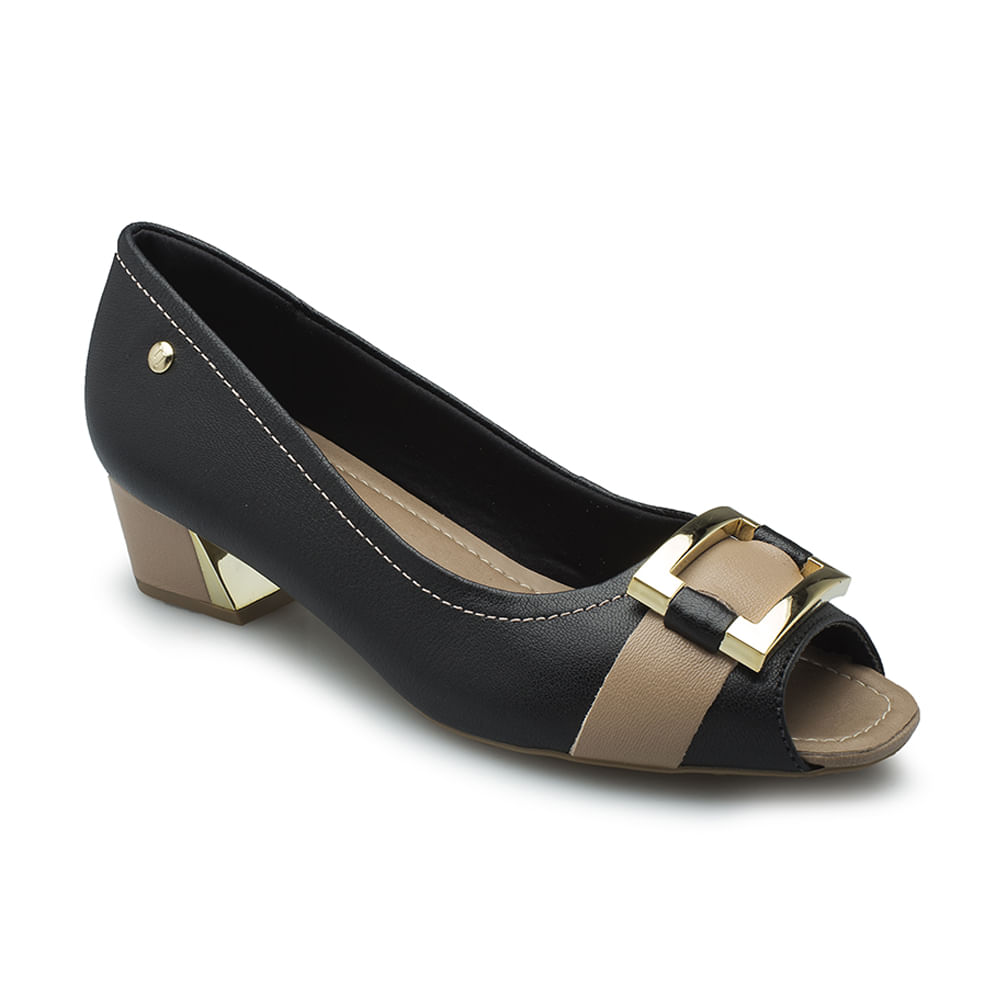 peep toe preto usaflex