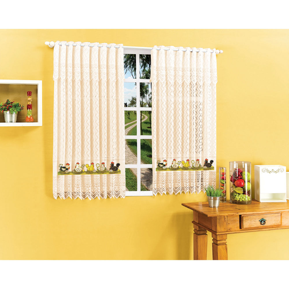 Cortina Para Cozinha Princesa Do Lar Galinha 120×220 Cm Bege Cortina Para Cozinha Princesa Do Lar Galinha 120×220 Cm Bege