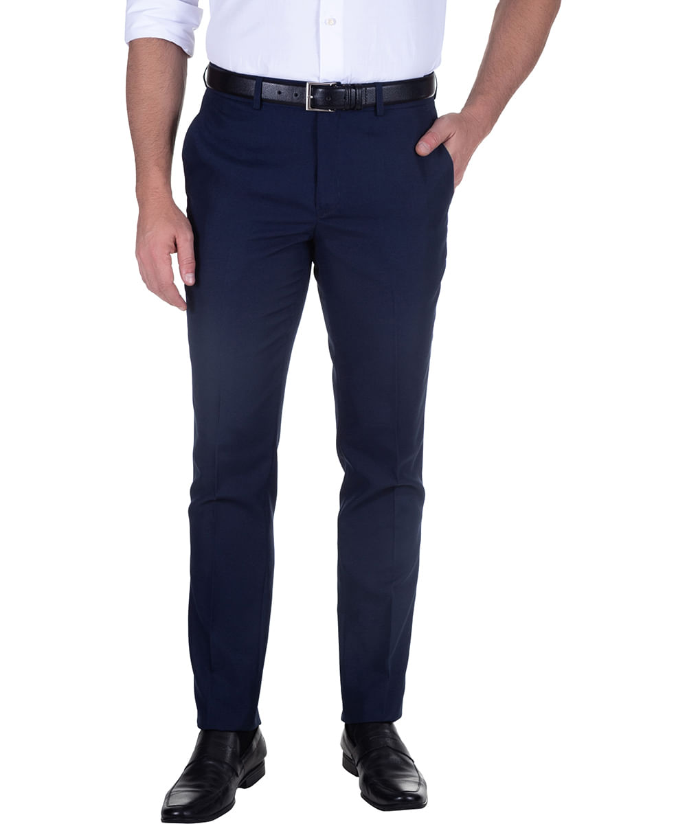 calça social azul escuro masculina