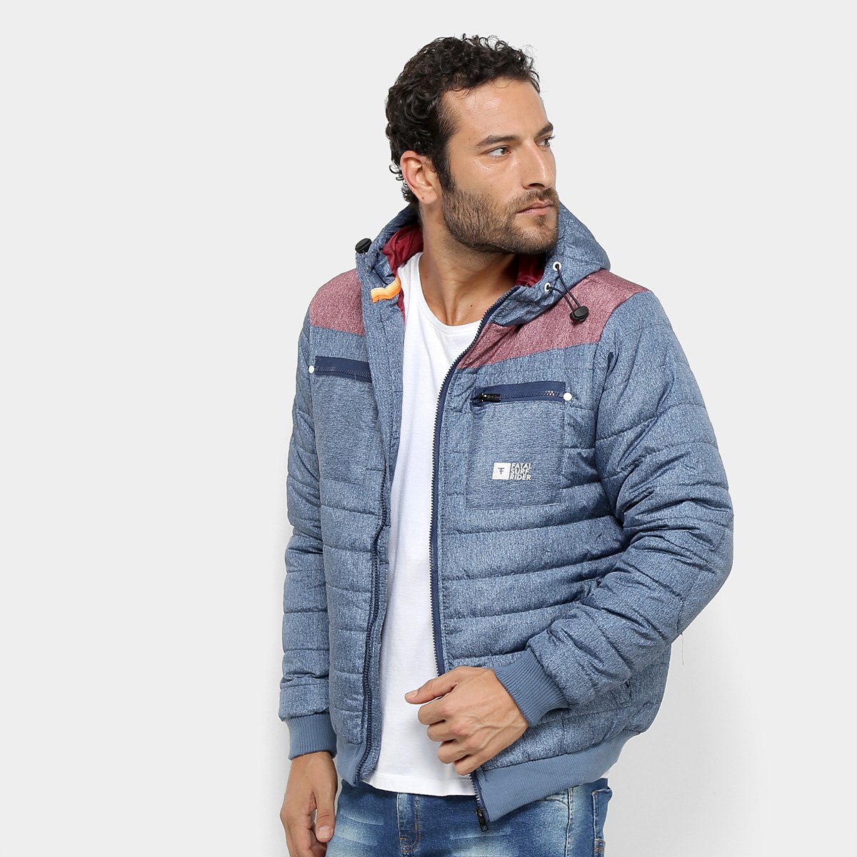 jaqueta puffer com capuz masculina