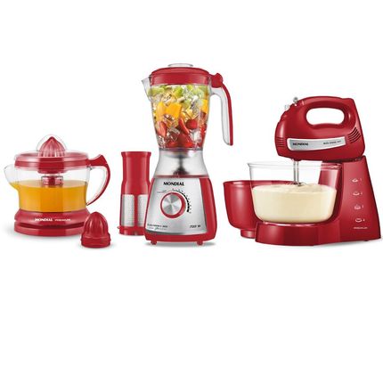 Kit Mondial Gourmet Red Premium Inox: Batedeira + Liquidificador + Espremedor de Frutas - Vermelho/Inox é ruim? Kit Mondial Gourmet Red Premium Inox: Batedeira + Liquidificador + Espremedor de Frutas - Vermelho/Inox é boa?