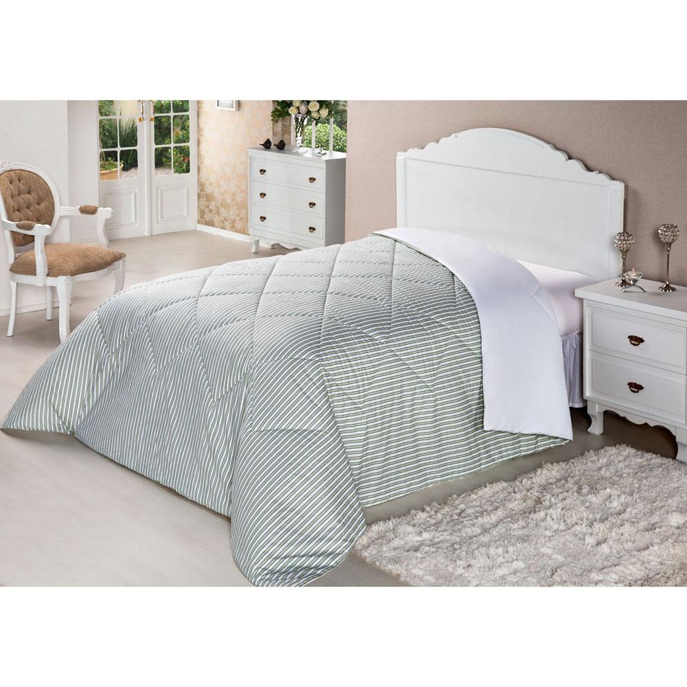 Edredom Plumasul Solteiro Percal 200 Fios Candor Lines Cinza