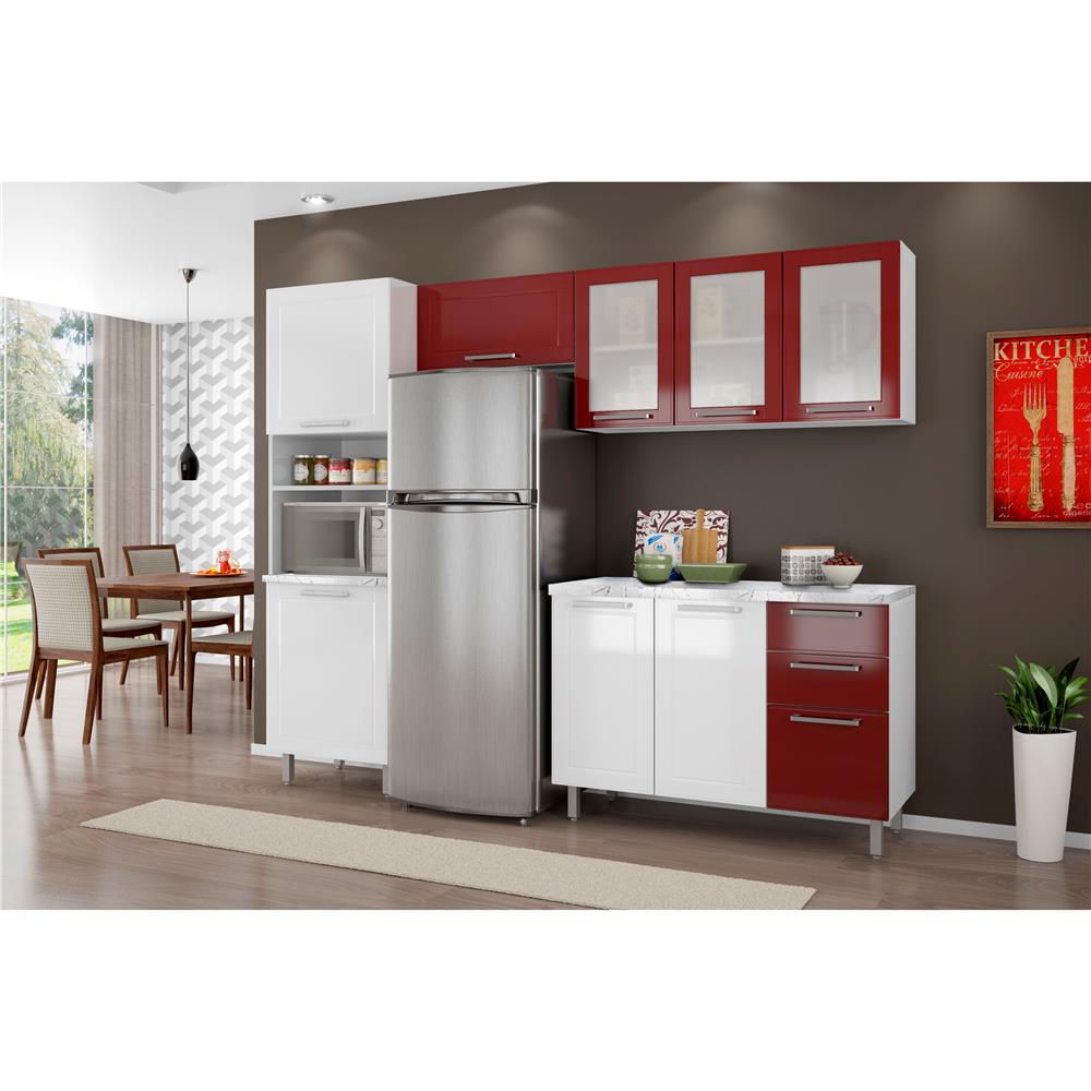 Cozinha Compacta Casamob Quadri Com 4 Pe As Branca Vermelha Cozinha Compacta Casamob Quadri Com 4 Pe As Branca Vermelha