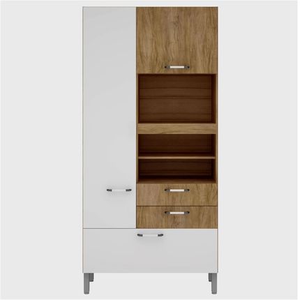 Paneleiro Duplo Bartira Cintia Plus com 2 Portas e 3 Gavetas Damasco / Branco Menor preço em Paneleiro Duplo Bartira Cintia Plus com 2 Portas e 3 Gavetas Damasco / Branco
