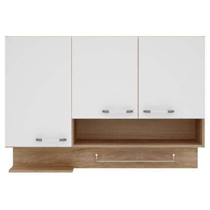 Armário Triplo Bartira Cintia Plus com Nicho Damasco / Branco Menor preço em Armário Triplo Bartira Cintia Plus com Nicho Damasco / Branco