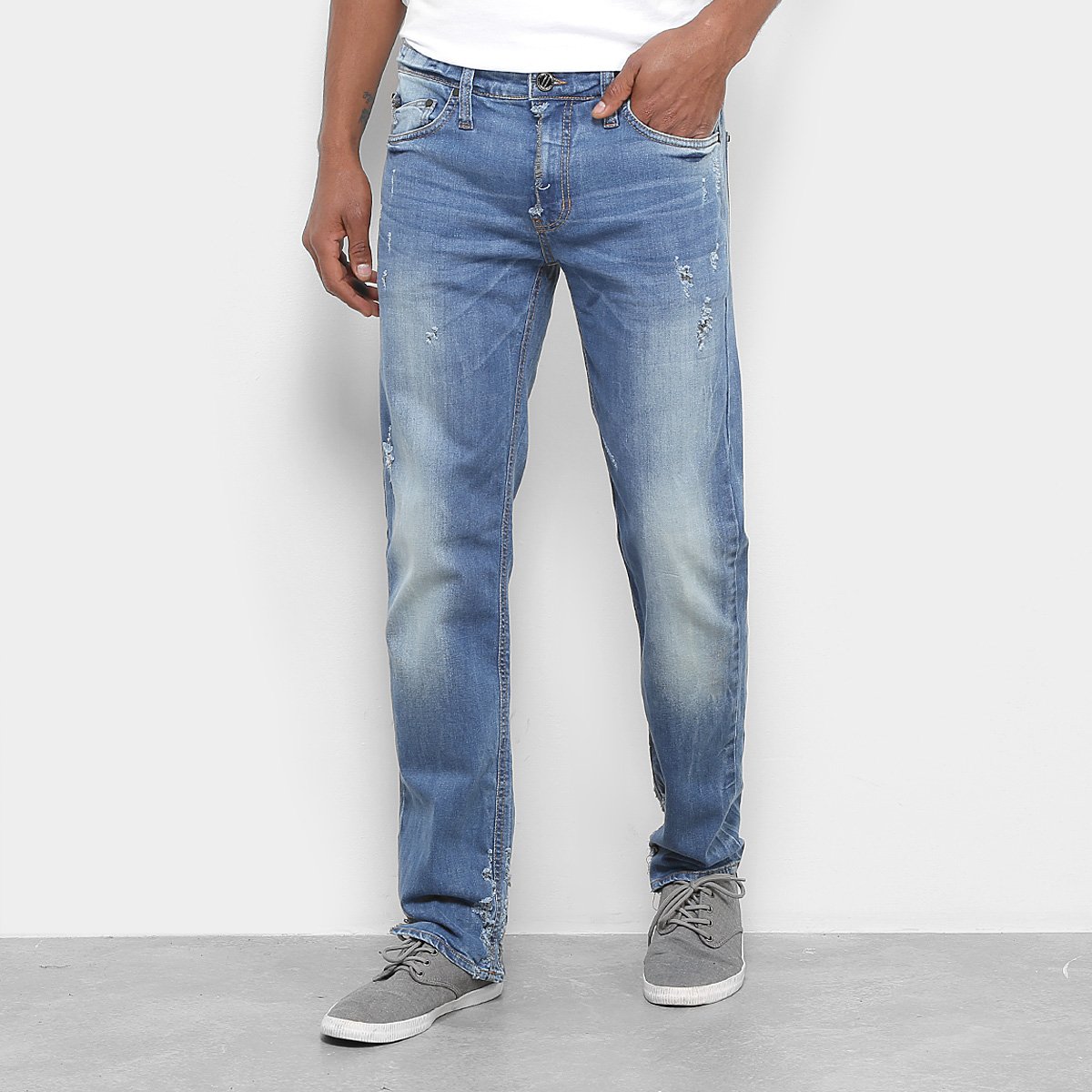 calça jeans estonada masculina