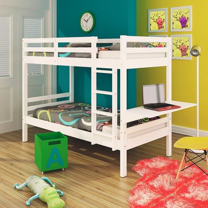 Beliche Teen Play com Escrivaninha e Grade de Proteção Superior - Madeira Maciça - Casatema Menor preço em Beliche Teen Play com Escrivaninha e Grade de Proteção Superior - Madeira Maciça - Casatema