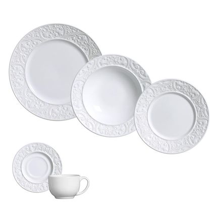 Aparelho de Jantar, Chá e Sobremesa Porto Brasil Porto Branco – 30 Peças. Menor preço em Aparelho de Jantar, Chá e Sobremesa Porto Brasil Porto Branco – 30 Peças.