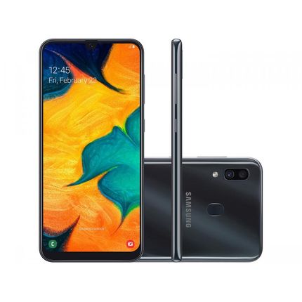 Smartphone Samsung Galaxy A30 64GB Preto 4G - 4GB RAM 6,4" Câm. Dupla + Câm. Selfie 16MP Menor preço em Smartphone Samsung Galaxy A30 64GB Preto 4G - 4GB RAM 6,4" Câm. Dupla + Câm. Selfie 16MP