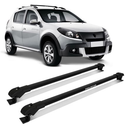 Rack de Teto Travessa Slim Sandero Stepway 2007 a 2019 Preto Suporta 45KG Projecar Menor preço em Rack de Teto Travessa Slim Sandero Stepway 2007 a 2019 Preto Suporta 45KG Projecar