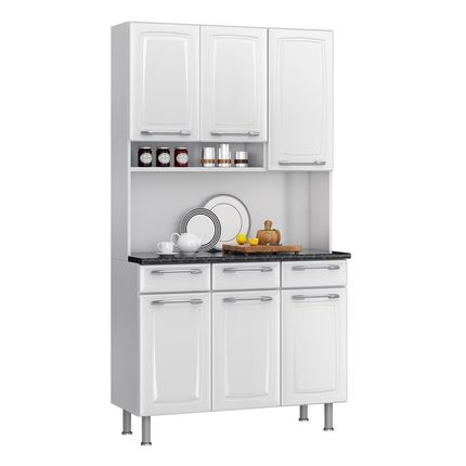 Cozinha Compacta Itatiaia Prisma com 6 Portas e 3 Gavetas - Branco/Preto Menor preço em Cozinha Compacta Itatiaia Prisma com 6 Portas e 3 Gavetas - Branco/Preto