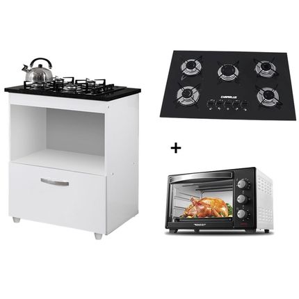 Kit Balcão Cooktop 1 Porta BR C/Forno Elétrico 48L 220V C/Fogão Cooktop 5 bocas é boa?