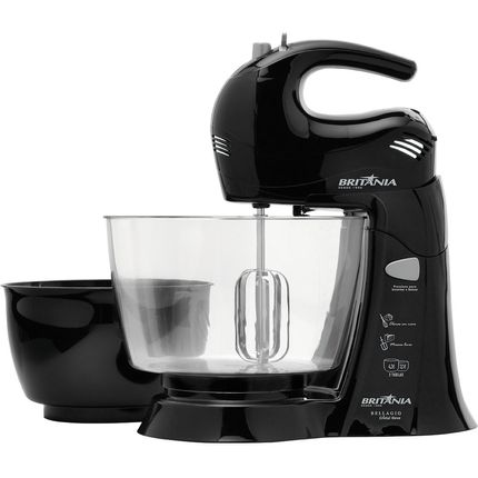 Batedeira Britania Bellagio Cristal Neve 350W - Preta Menor preço em Batedeira Britania Bellagio Cristal Neve 350W - Preta