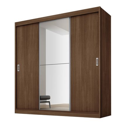 Guarda-Roupa Fama Flórida Plus com 3 Portas de Correr, 4 Gavetas e Espelho Ipê Menor preço em Guarda-Roupa Fama Flórida Plus com 3 Portas de Correr, 4 Gavetas e Espelho Ipê