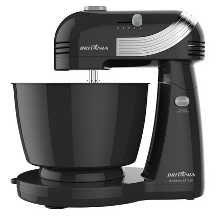 Batedeira Britânia BBT350P com 4 Velocidades - Preta/Prata Menor preço em Batedeira Britânia BBT350P com 4 Velocidades - Preta/Prata