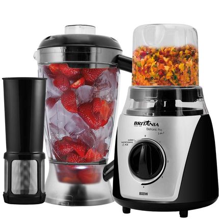 Liquidificador Britânia Eletronic Pro 2 em 1 com 4 Velocidades e 900W - Prata/Preto Menor preço em Liquidificador Britânia Eletronic Pro 2 em 1 com 4 Velocidades e 900W - Prata/Preto