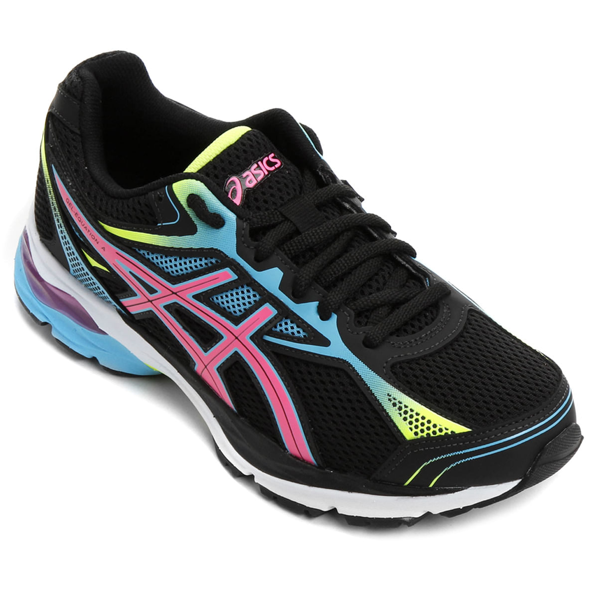tenis asics feminino preto colorido