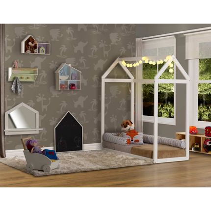 Mini Cama Montessoriana Casinha II Branco - Casatema Menor preço em Mini Cama Montessoriana Casinha II Branco - Casatema