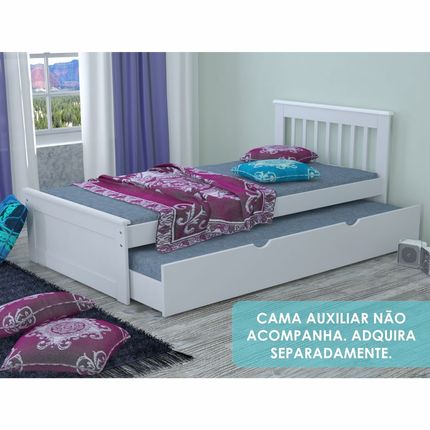 Cama Solteiro Juvenil Exclusive Branco Laca - Madeira Maciça - Casatema Menor preço em Cama Solteiro Juvenil Exclusive Branco Laca - Madeira Maciça - Casatema
