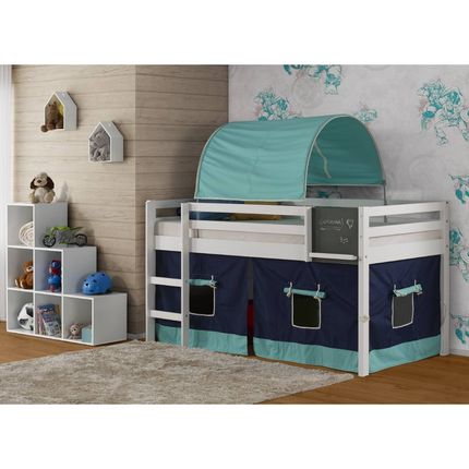 Cama Infantil com Lousa, Túnel e Tenda Turquesa/Azul - Casatema Menor preço em Cama Infantil com Lousa, Túnel e Tenda Turquesa/Azul - Casatema