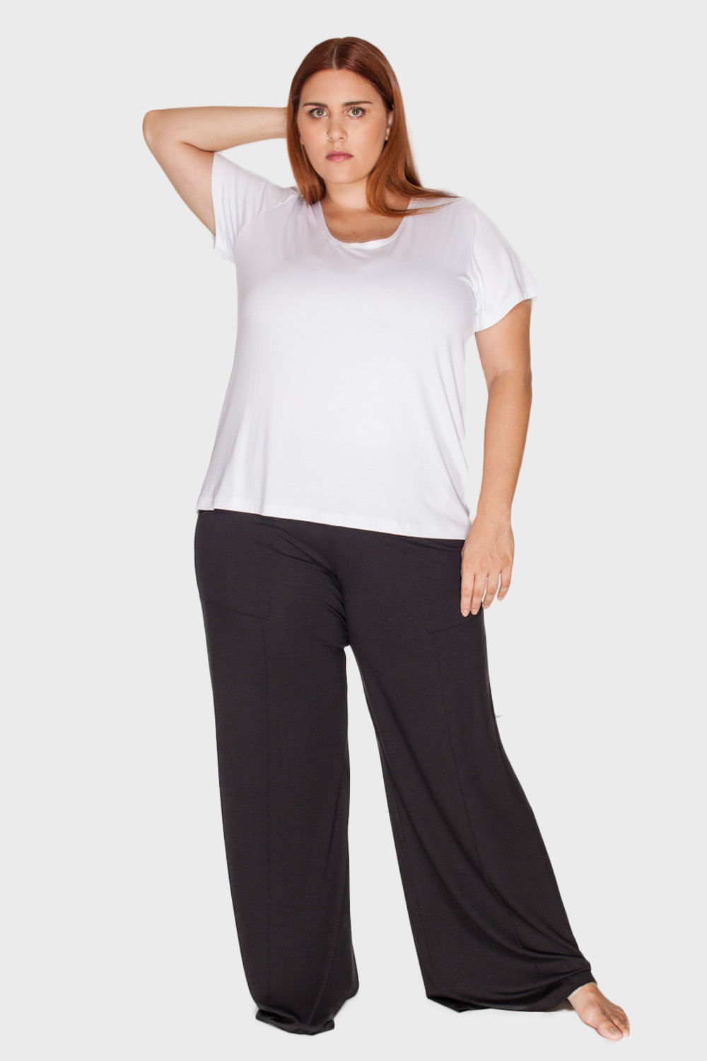 calça de malha plus size