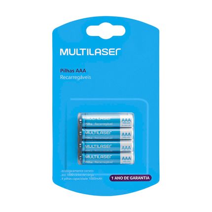 Menor preço em Pilhas Recarregáveis Aaa Multilaser 1000Mah Com 4 Unidades - CB050