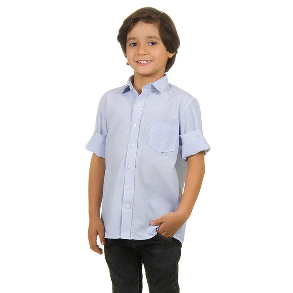 camisa social azul infantil