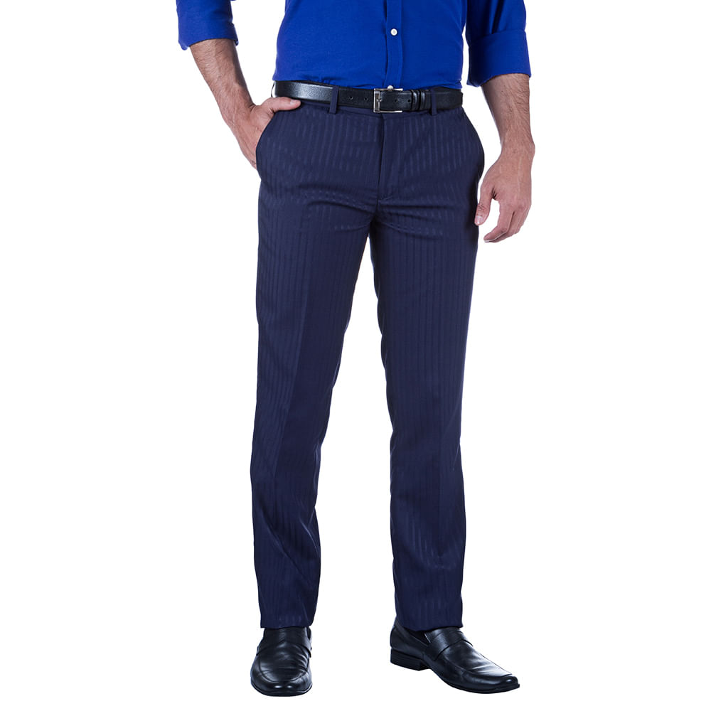 calça social azul escuro masculina