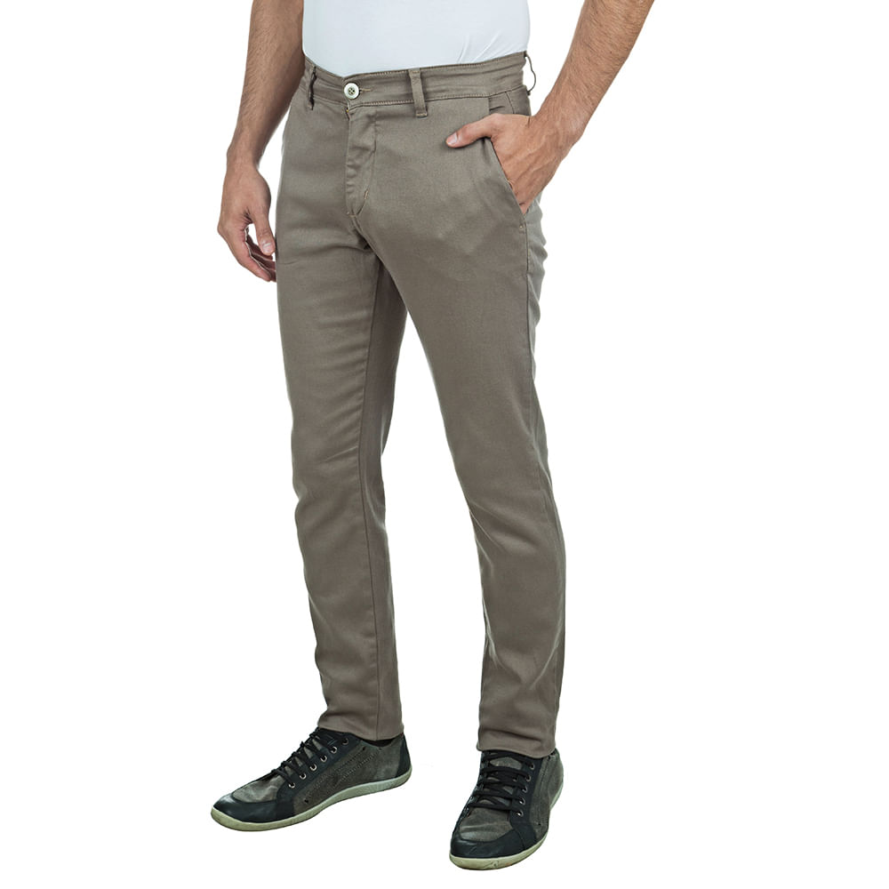 calça sarja masculina caqui