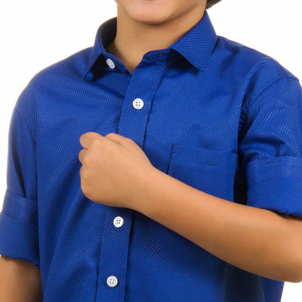 camisa social infantil azul royal