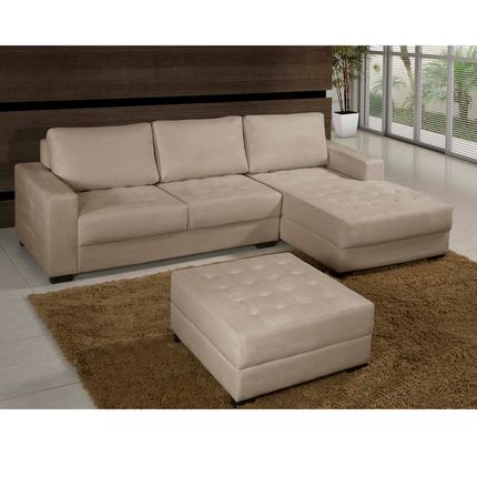Sofá 2 Lugares American Comfort América + Chaise Lado Direito + Puff Menor preço em Sofá 2 Lugares American Comfort América + Chaise Lado Direito + Puff