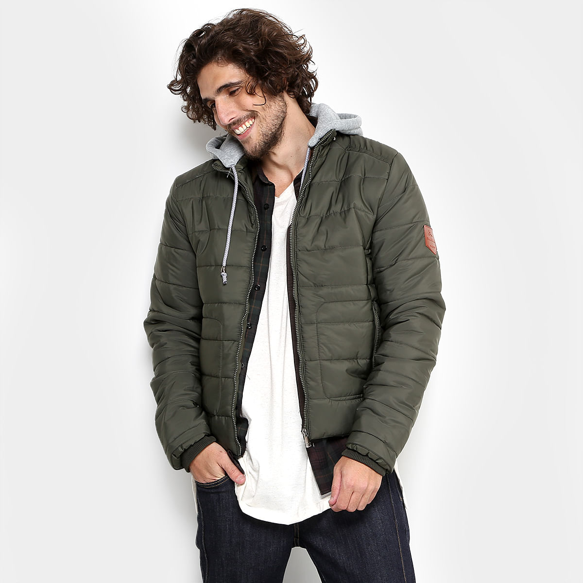 jaqueta zune matelassê capuz masculina