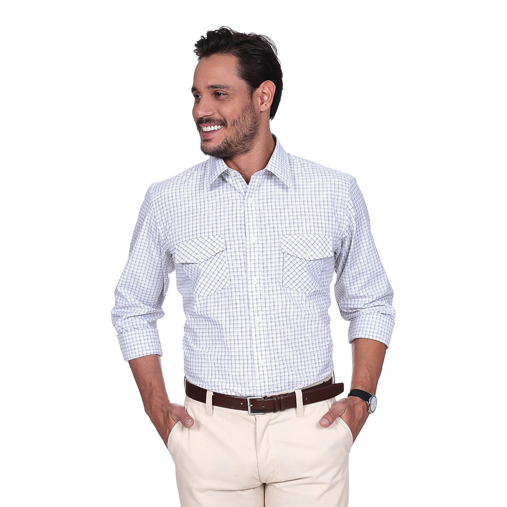 camisa xadrez branca masculina