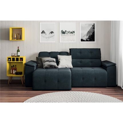 Sofá 4 Lugares Luizzi Tivoli com Assento Retrátil e Encosto Reclinável em Tecido Suede Petróleo Menor preço em Sofá 4 Lugares Luizzi Tivoli com Assento Retrátil e Encosto Reclinável em Tecido Suede Petróleo
