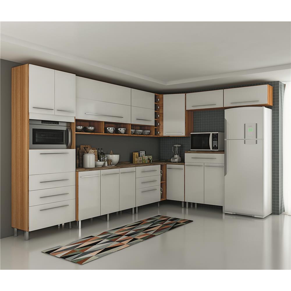 Cozinha Bartira Glamour Com 13 Portas E 8 Gavetas Branca Imbuia Cozinha Bartira Glamour Com 13 Portas E 8 Gavetas Branca Imbuia