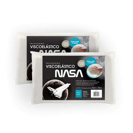 Travesseiros Fibrasca Visco Nasa 50x70 cm Branco - 2 Peças Menor preço em Travesseiros Fibrasca Visco Nasa 50x70 cm Branco - 2 Peças