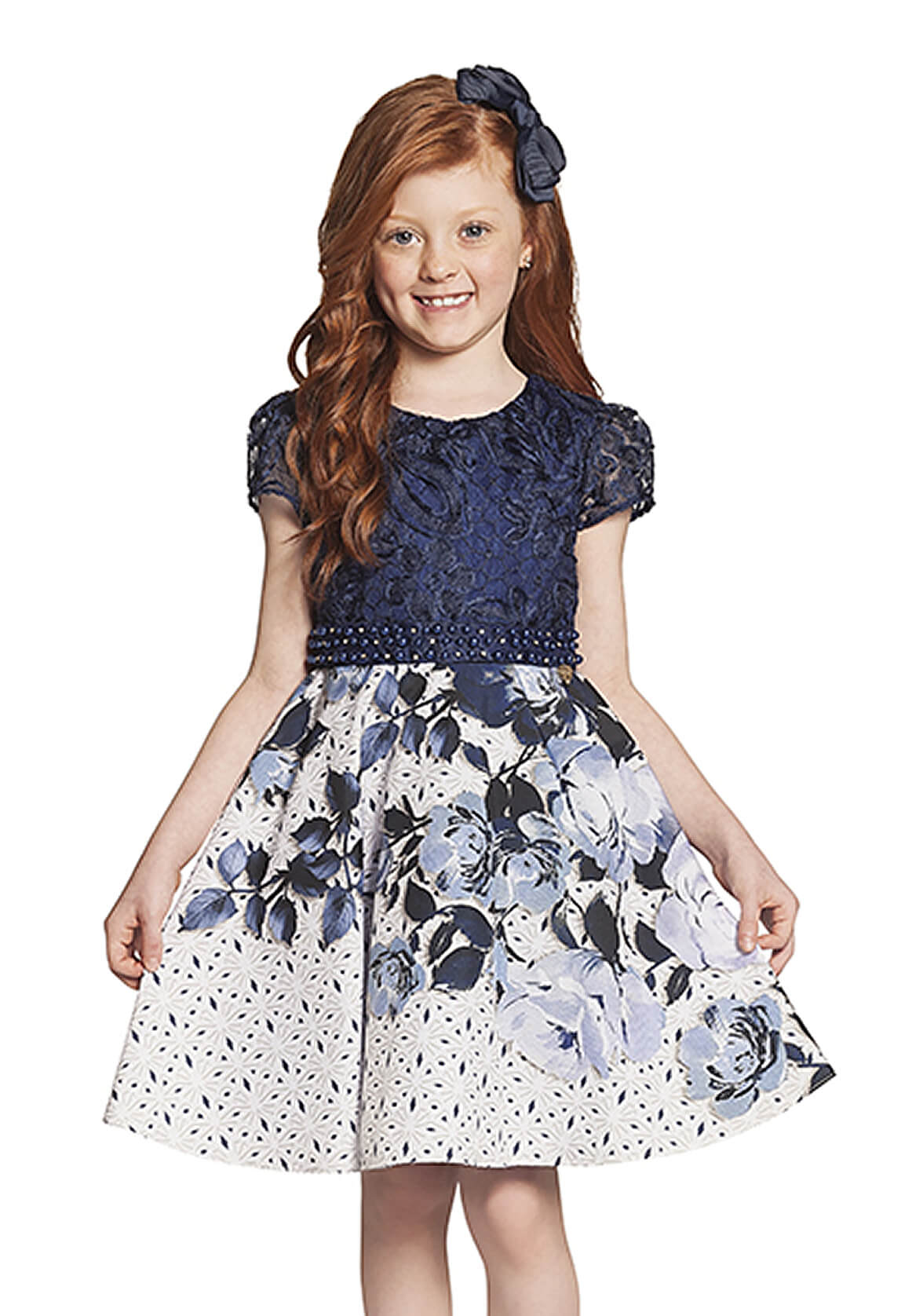 vestido infantil festa azul marinho