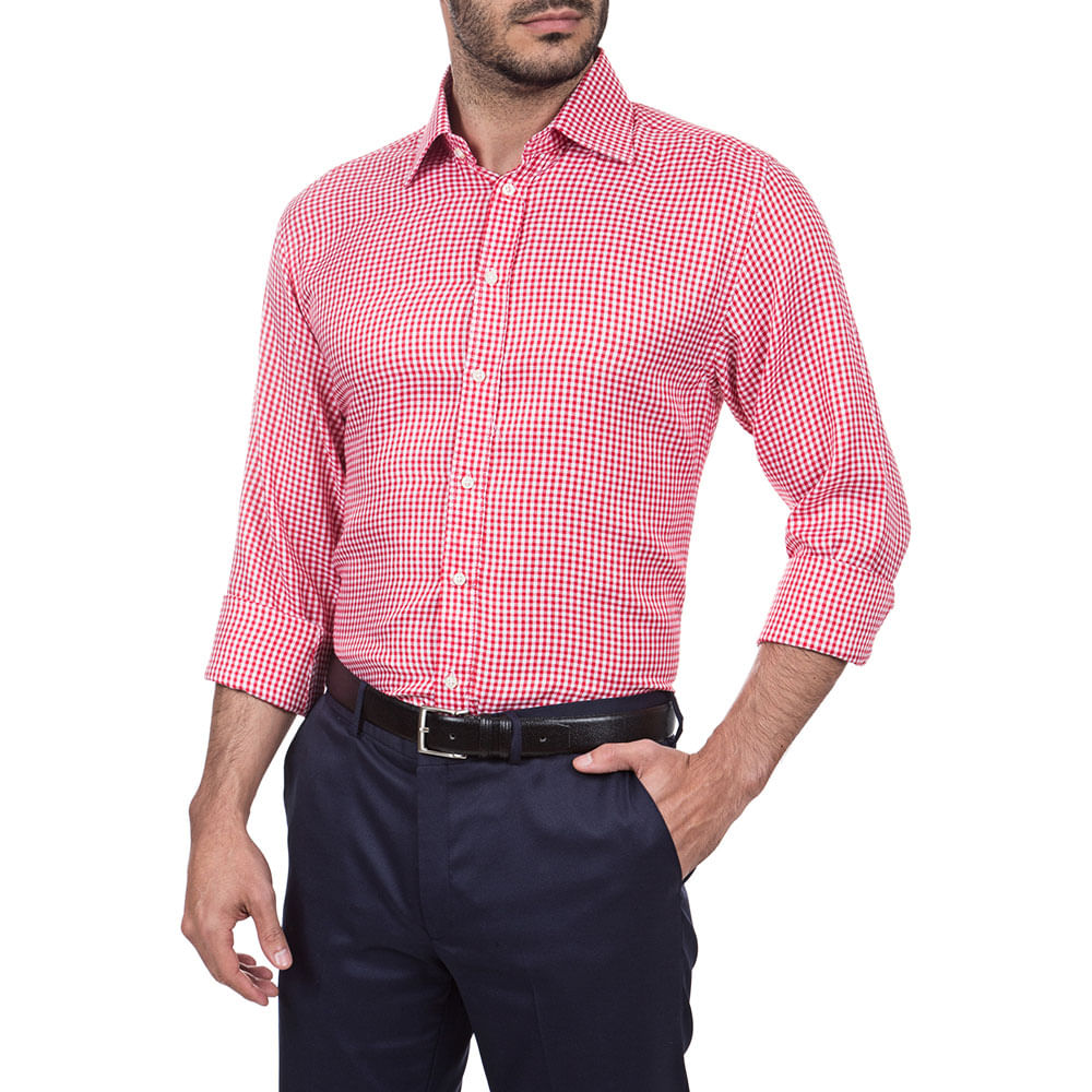 camisa vermelha xadrez masculina