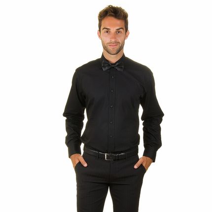 camisa social preta com gravata