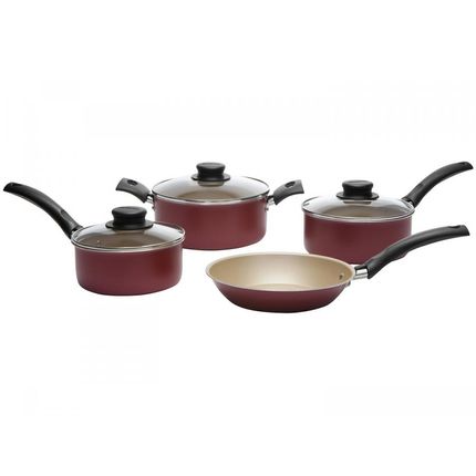 Jogo de Panelas Tramontina Antiaderente - de Alumínio Vermelho 4 Peças Turim Menor preço em Jogo de Panelas Tramontina Antiaderente - de Alumínio Vermelho 4 Peças Turim
