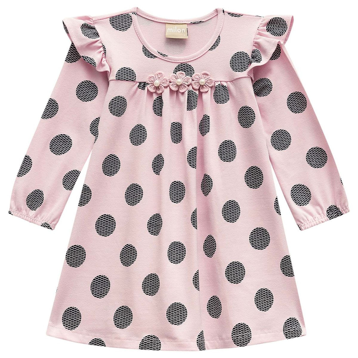 vestido infantil manga longa milon