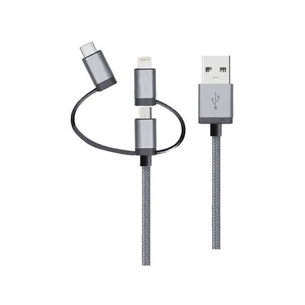 Cabo 3 em 1 Lightning Micro USB e USB-C - Geonav LMC31GR Menor preço em Cabo 3 em 1 Lightning Micro USB e USB-C - Geonav LMC31GR