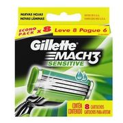Carga para Aparelho de Barbear Gillette Mach3 Sensitive - 8 unidades.