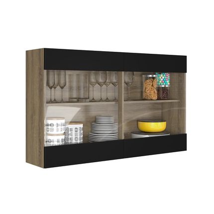 Armário Duplo Itatiaia Itamaxi com Portas de Vidro Castanho/Preto Menor preço em Armário Duplo Itatiaia Itamaxi com Portas de Vidro Castanho/Preto